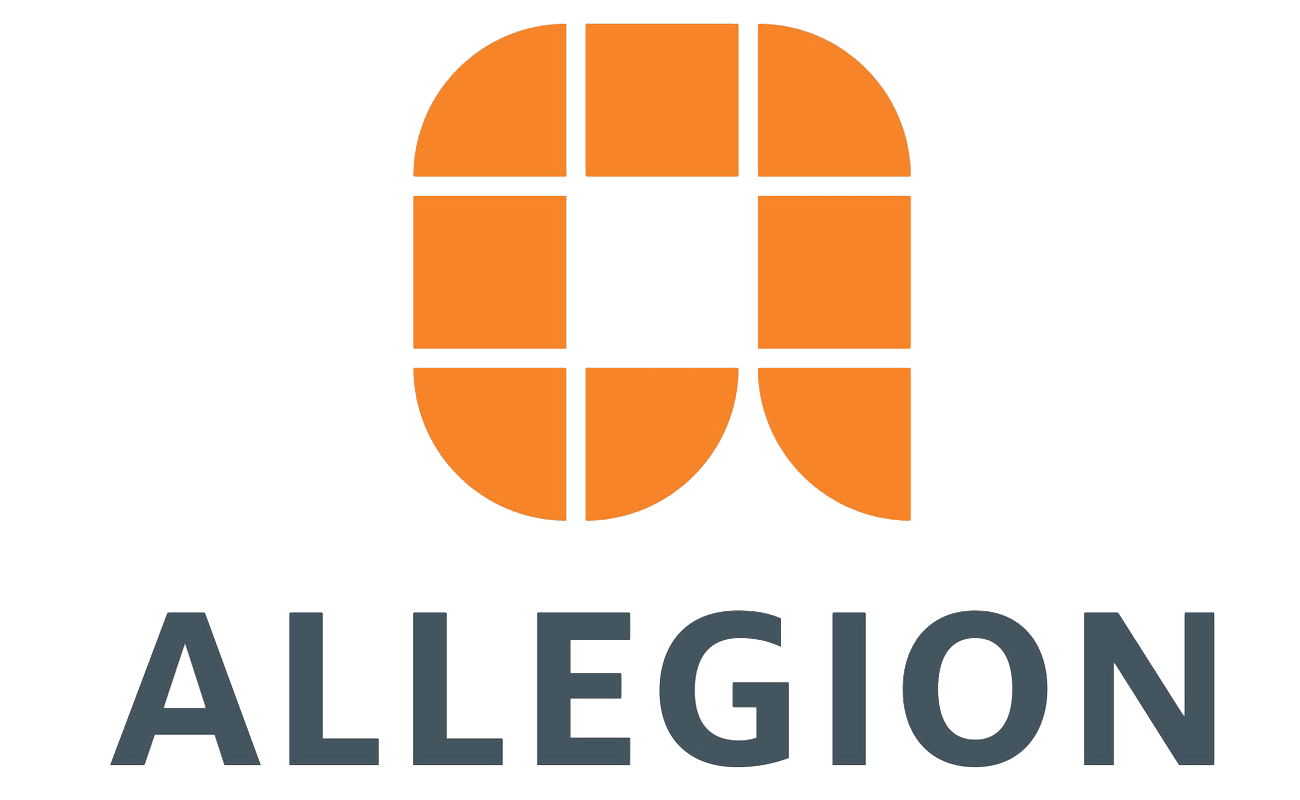 Le logo de l'allégion est orange et blanc avec un carré au milieu.