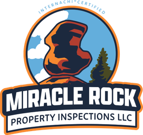 Miracle Rock Property Inspections LLC logo with red rock, blue sky, and pine tree