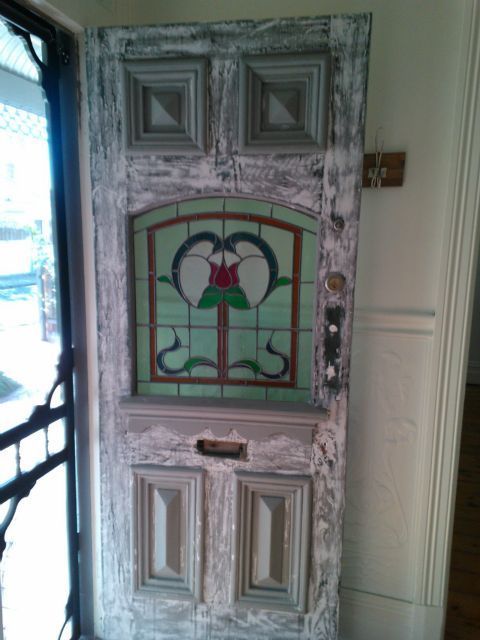 A door with a stained glass design on it