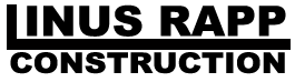 A black and white logo for linus rapp construction