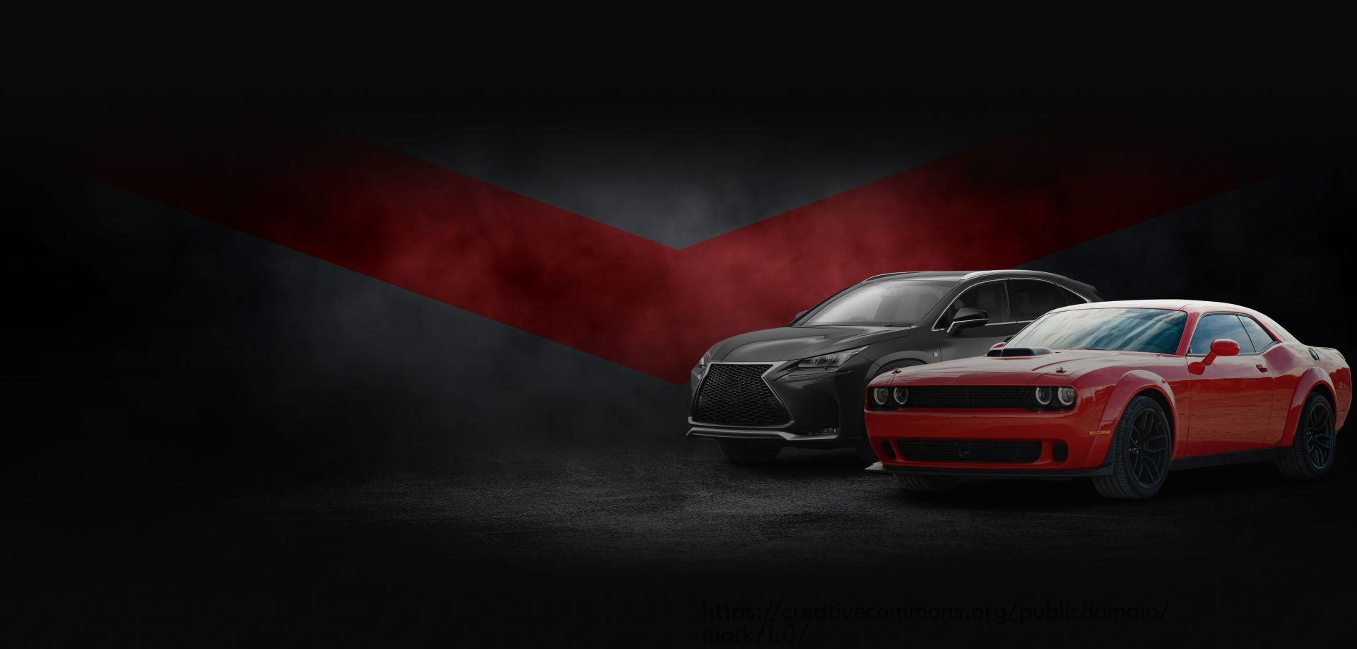 Two sports cars, black and red, on a dark background with red streaks | RMP Auto