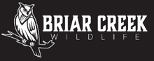 Logo for Briar Creek Wildlife. Features an owl perched on a branch next to the text "Briar Creek Wildlife".