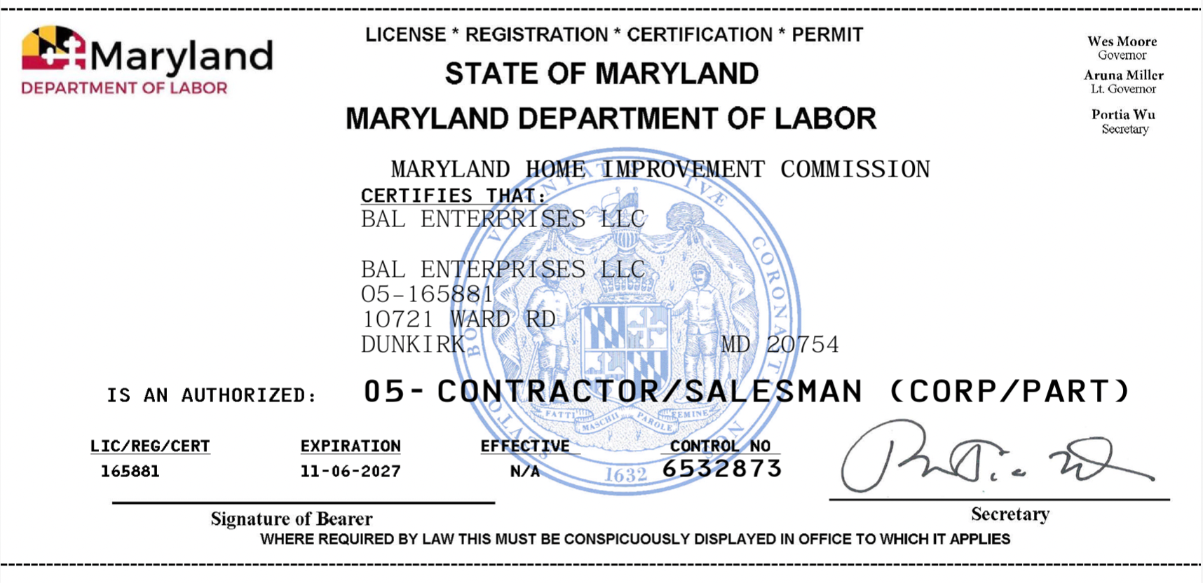 contractor saleman license for Bay Area Land Services