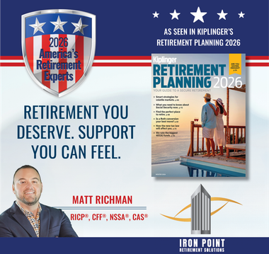Advertisement for retirement planning services featuring Matt Richman, with the magazine