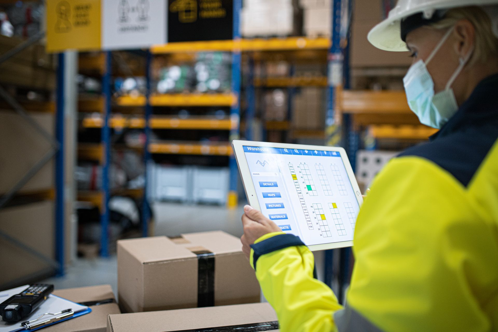 Warehouse worker managing fulfillment inventory for brands across the USA.