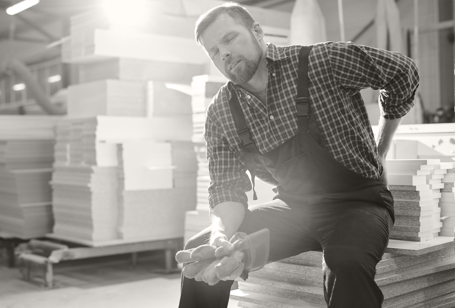 Injured wood worker