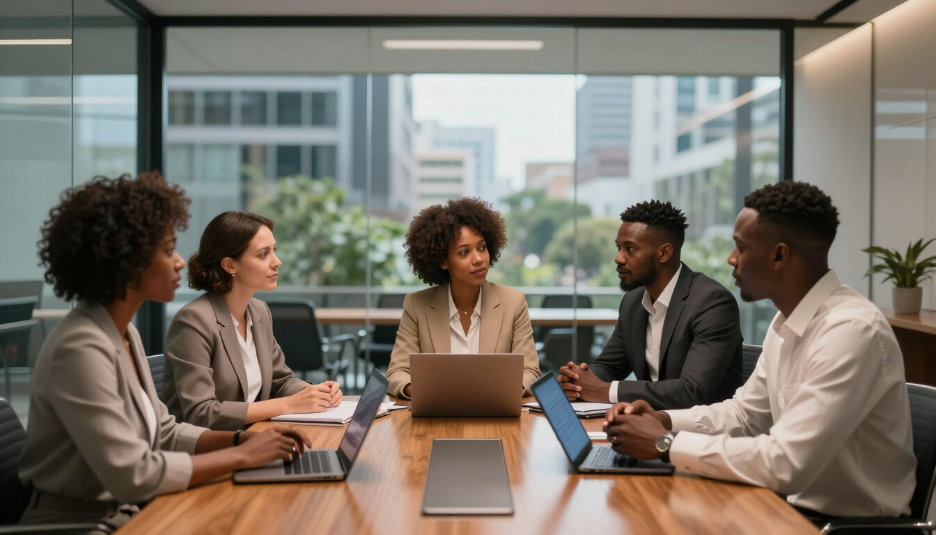 Diverse South African entrepreneurs in a meeting