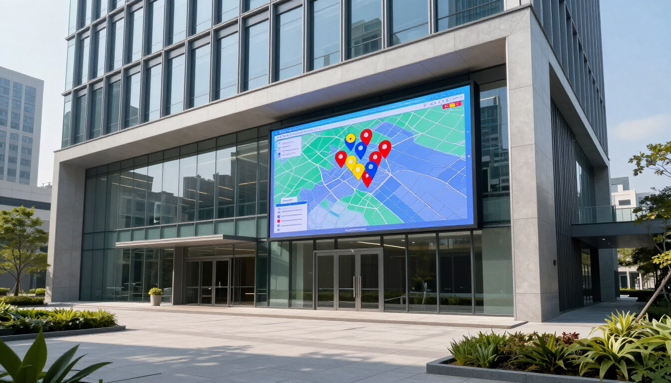 Smartphone showing Google Maps visibility for a local business