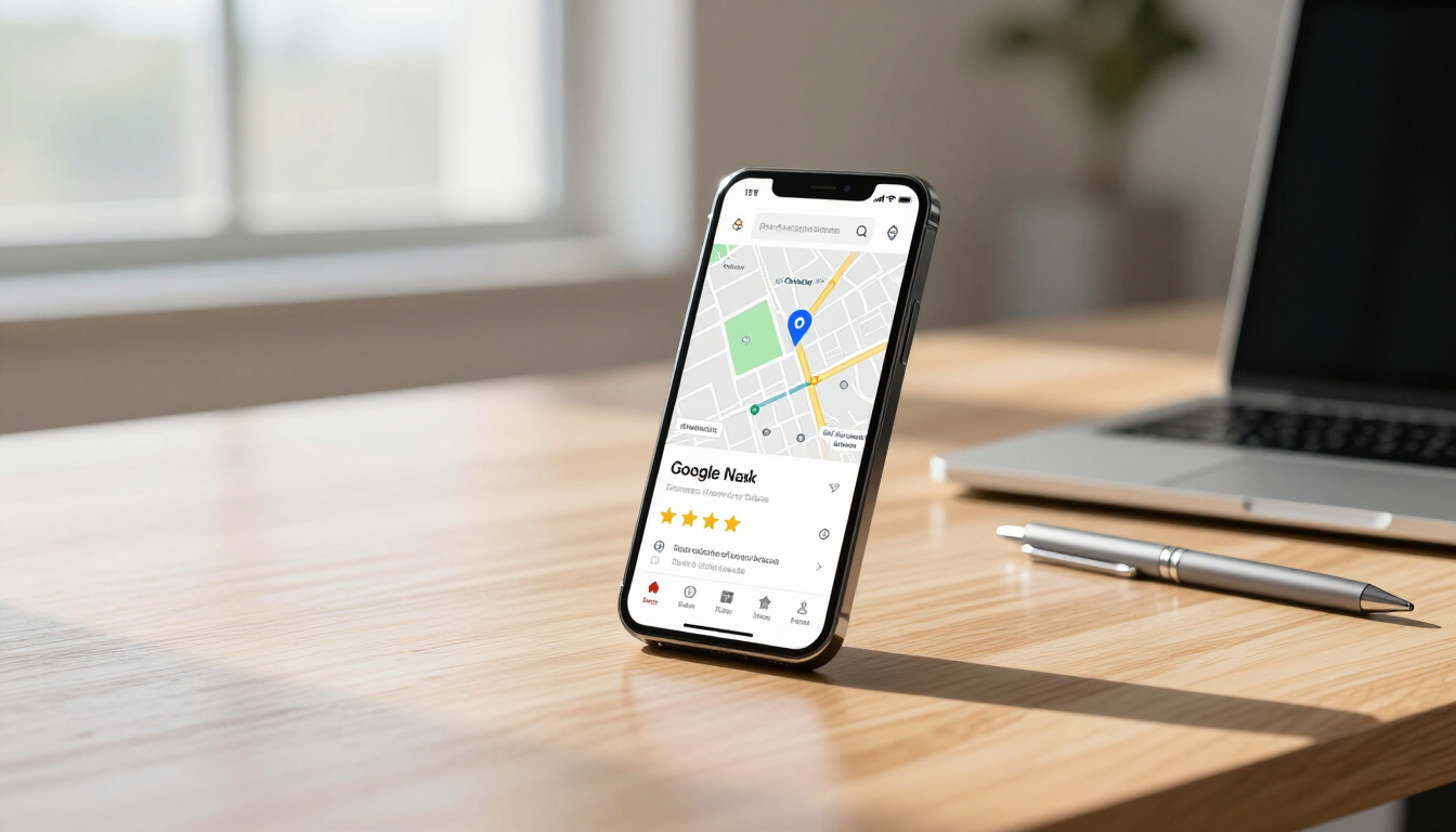 Minimalist map pin icon on a mobile screen representing local SEO.