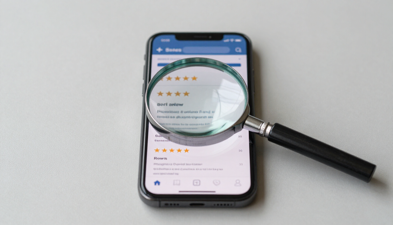 Magnifying glass over phone