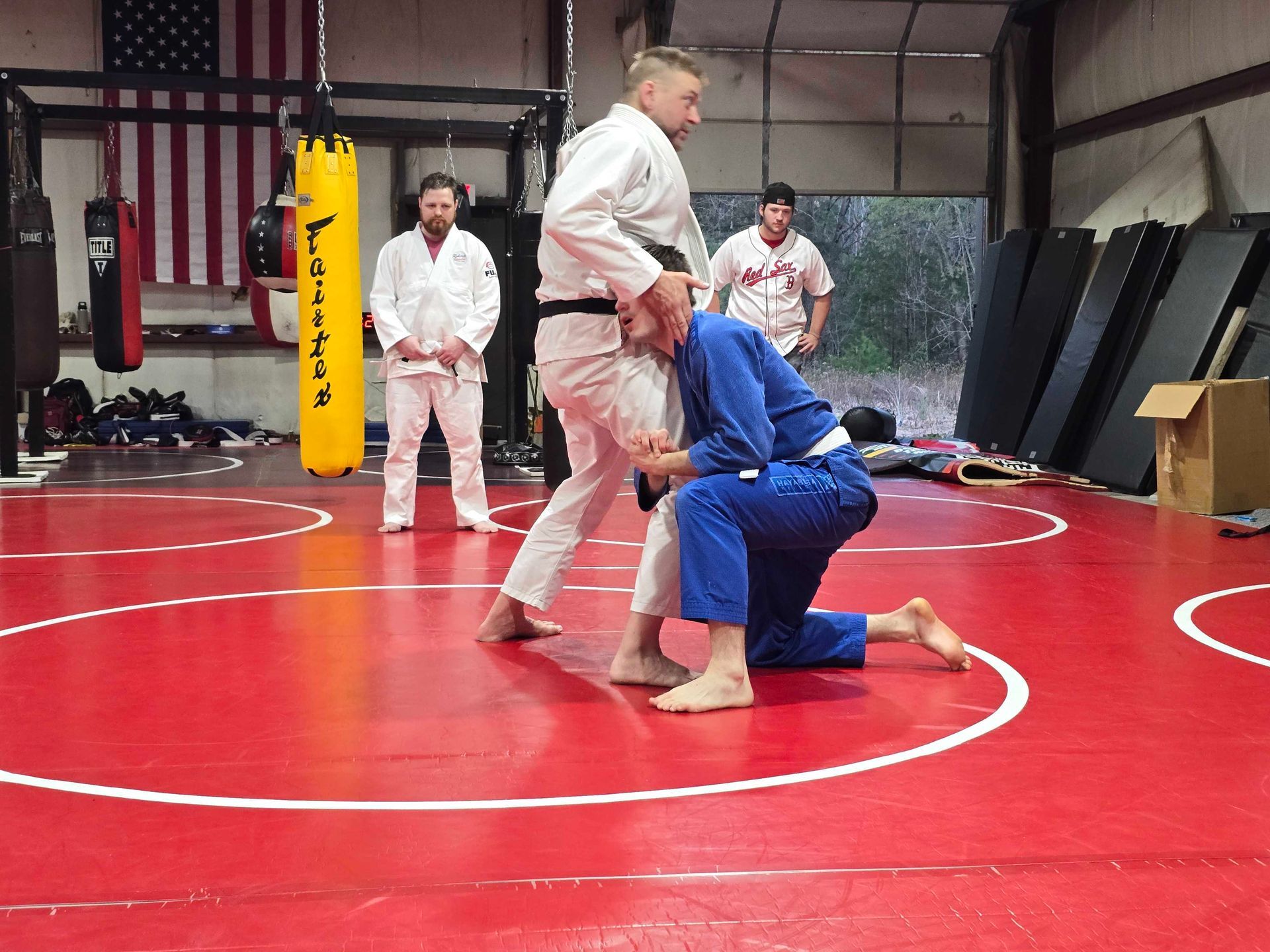 Students practice Jiu-Jitsu drills at Roberts Family Mixed Martial Arts in Orange, MA.