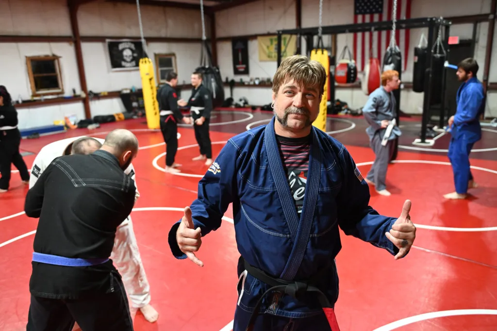 Students training striking drills at Roberts Family Mixed Martial Arts in Orange, MA.