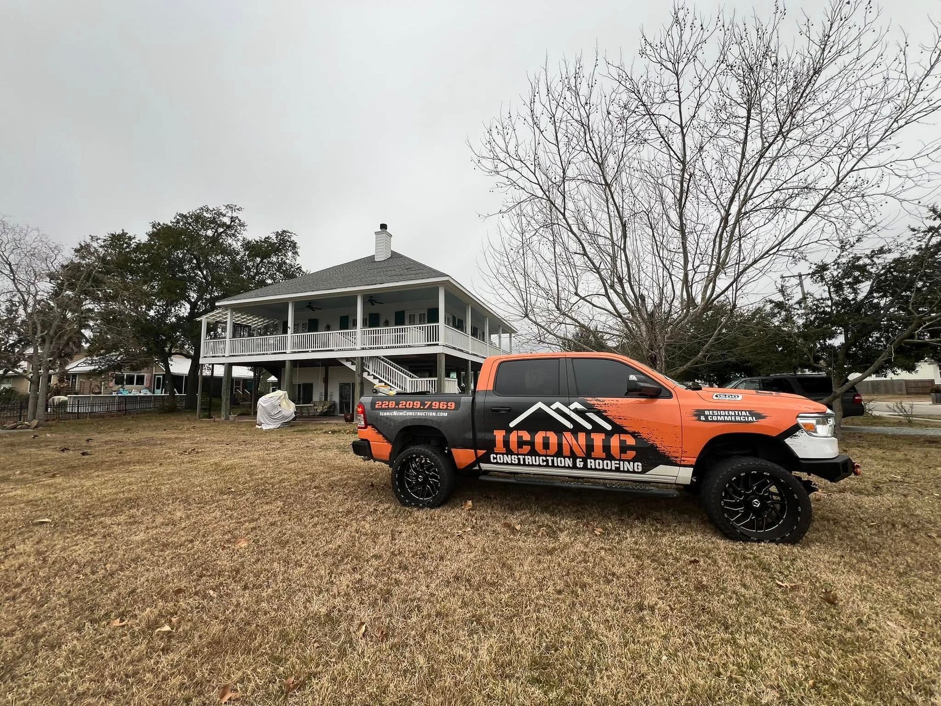 Orange truck with 