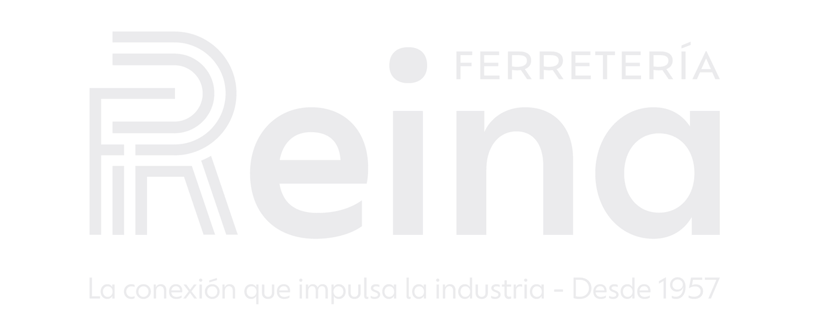 Logo for Ferretería Reina, including text and a stylized 'R'. 