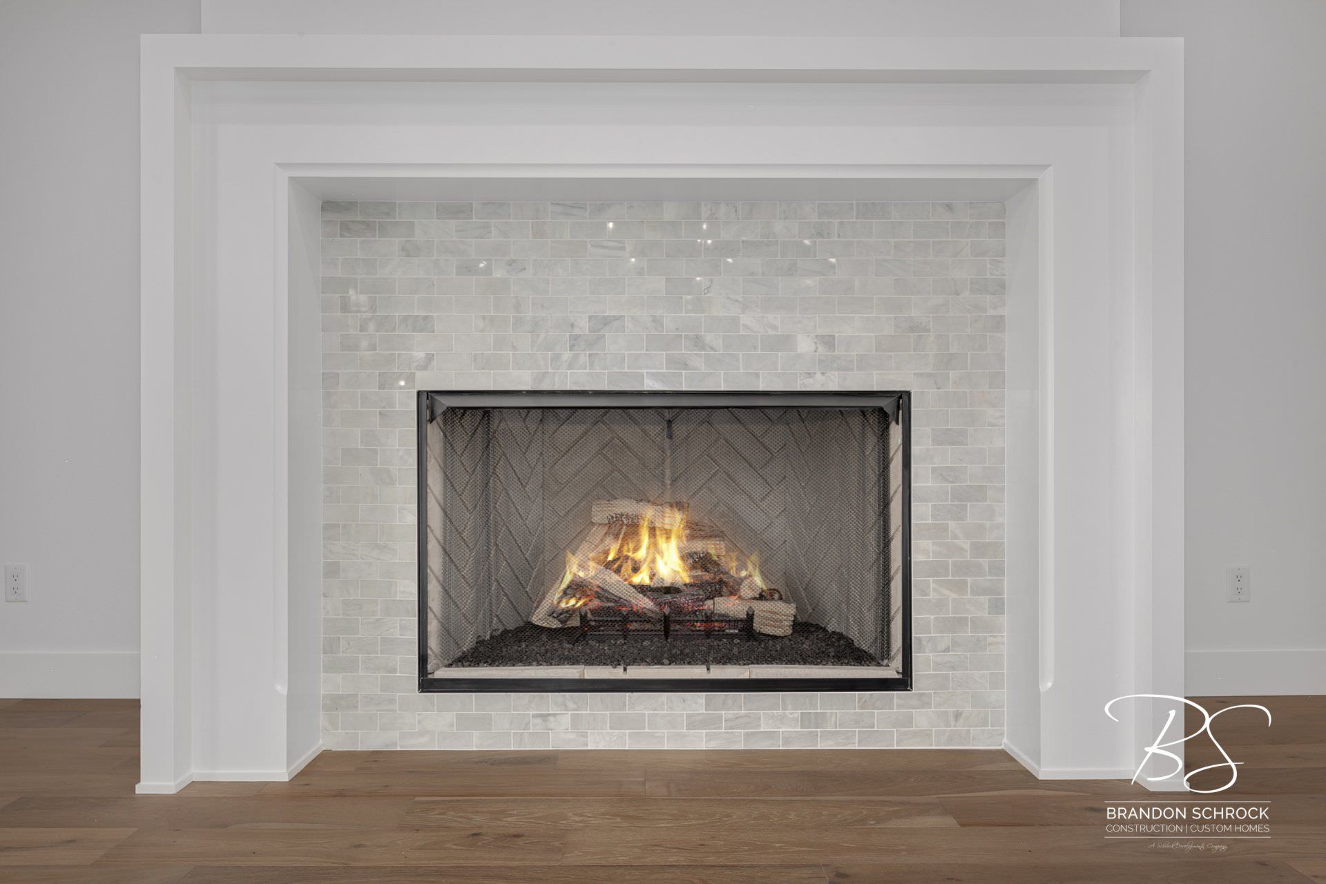 modern french country fireplace