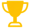 Yellow trophy icon on a white background