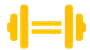 Yellow dumbbell icon with two weights and a central bar