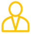 Yellow outline of a person in a suit icon