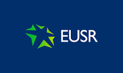 EUSR logo on a blue background, with green star-like symbol and white text