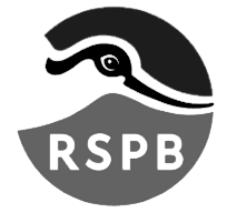 RSPB bird conservation logo with a stylized black bird over a gray circle