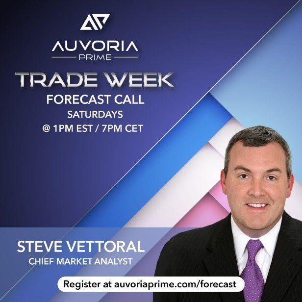 Auvoria Prime Trade Week forecast call ad. Steve Vettoral, Chief Market Analyst, invites registration at auvoriaprime.com/forecast.