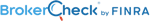 BrokerCheck by FINRA logo: blue text and magnifying glass graphic.