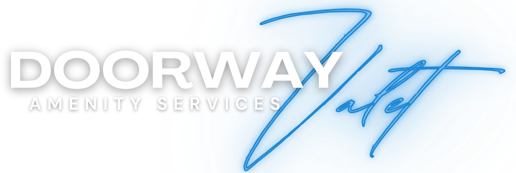 Doorway Amenity Services logo with light blue signature-style font.