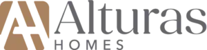 Alturas Homes logo in tan and gray text on a white background