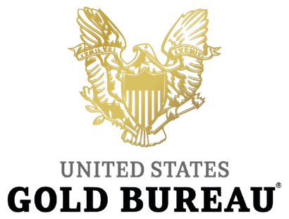 United States Gold Bureau logo with gold eagle crest and black text on white background