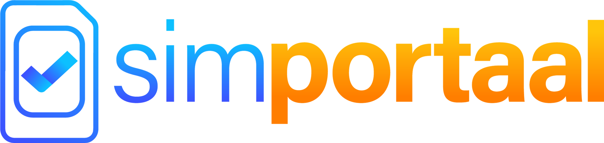 Een blauw en oranje logo voor simportaal met een vinkje