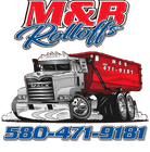 M&B Rolloffs logo featuring a red and silver truck with "MACK" displayed on the front. Phone number 580-471-9181.