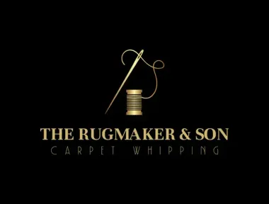 Gold logo on black background: Needle and thread over a spool of thread; text reads 