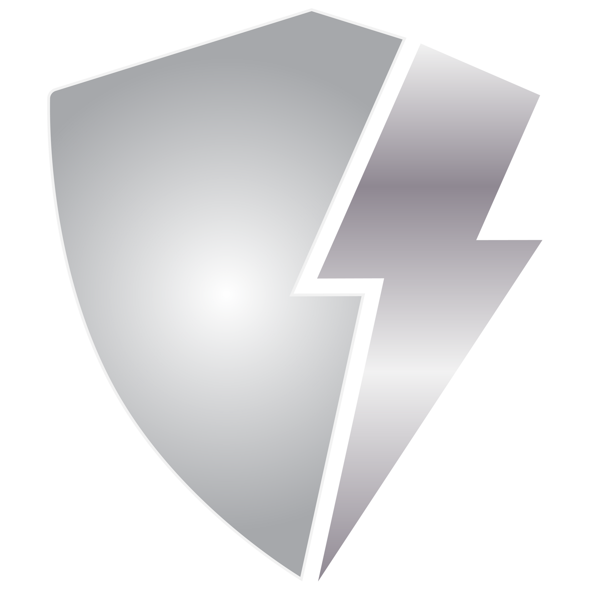 A silver shield icon featuring a jagged lightning bolt cutout, displayed against a plain background.