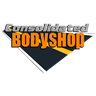 Suncoast Bodyshop logo in orange and black with a downward arrow shape