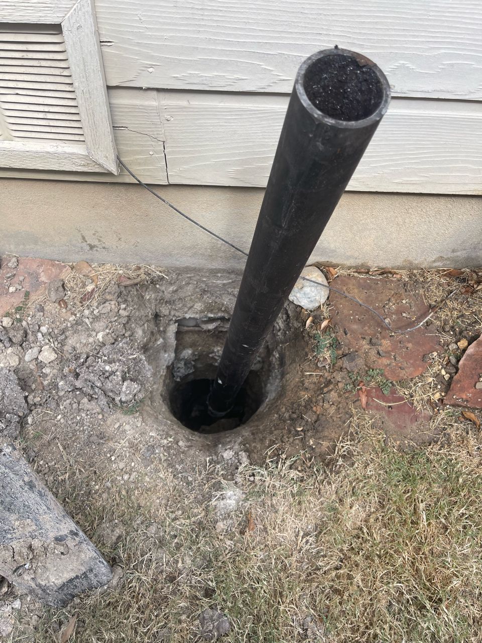 Slab foundation repaired with pier