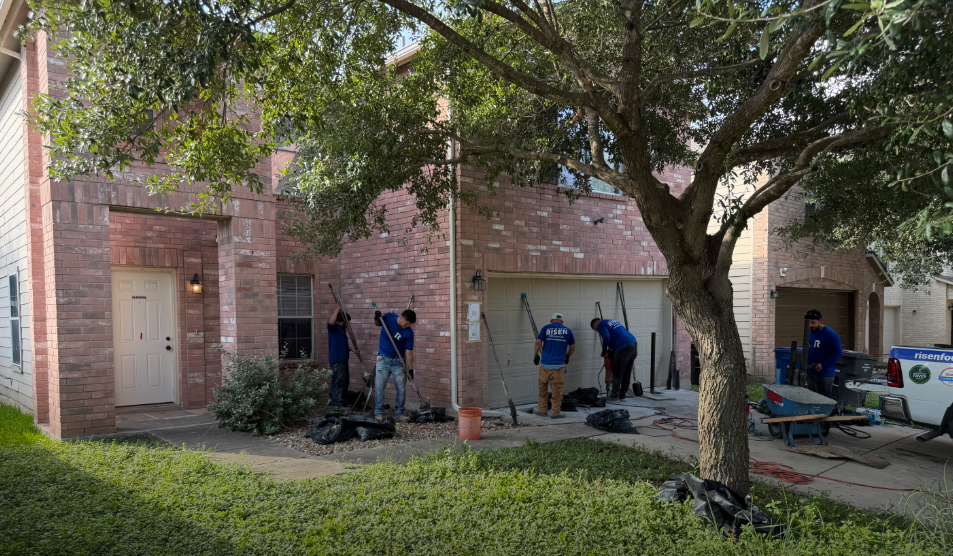 Risen Foundation Solutions installing structural steel piers for foundation repair in West San Antonio TX