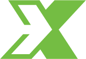 Green stylized X logo on a white background