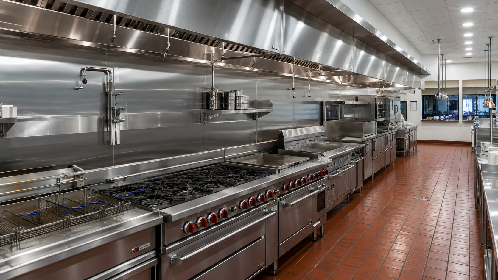 Commercial kitchen cleaning in a high-volume food-service facility