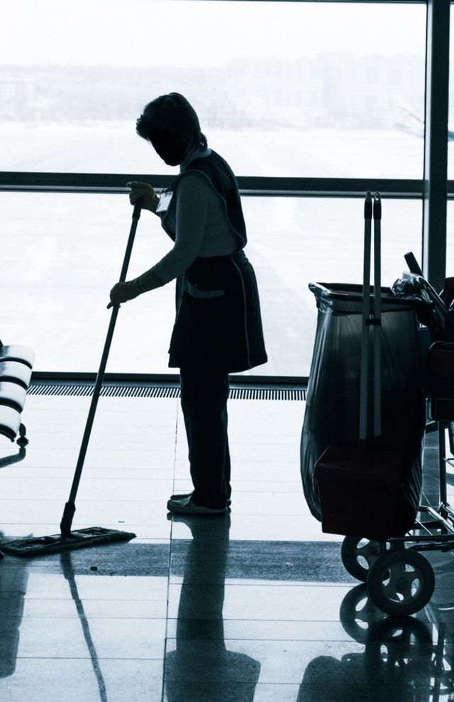 Commercial day porter support in a public-facing facility.