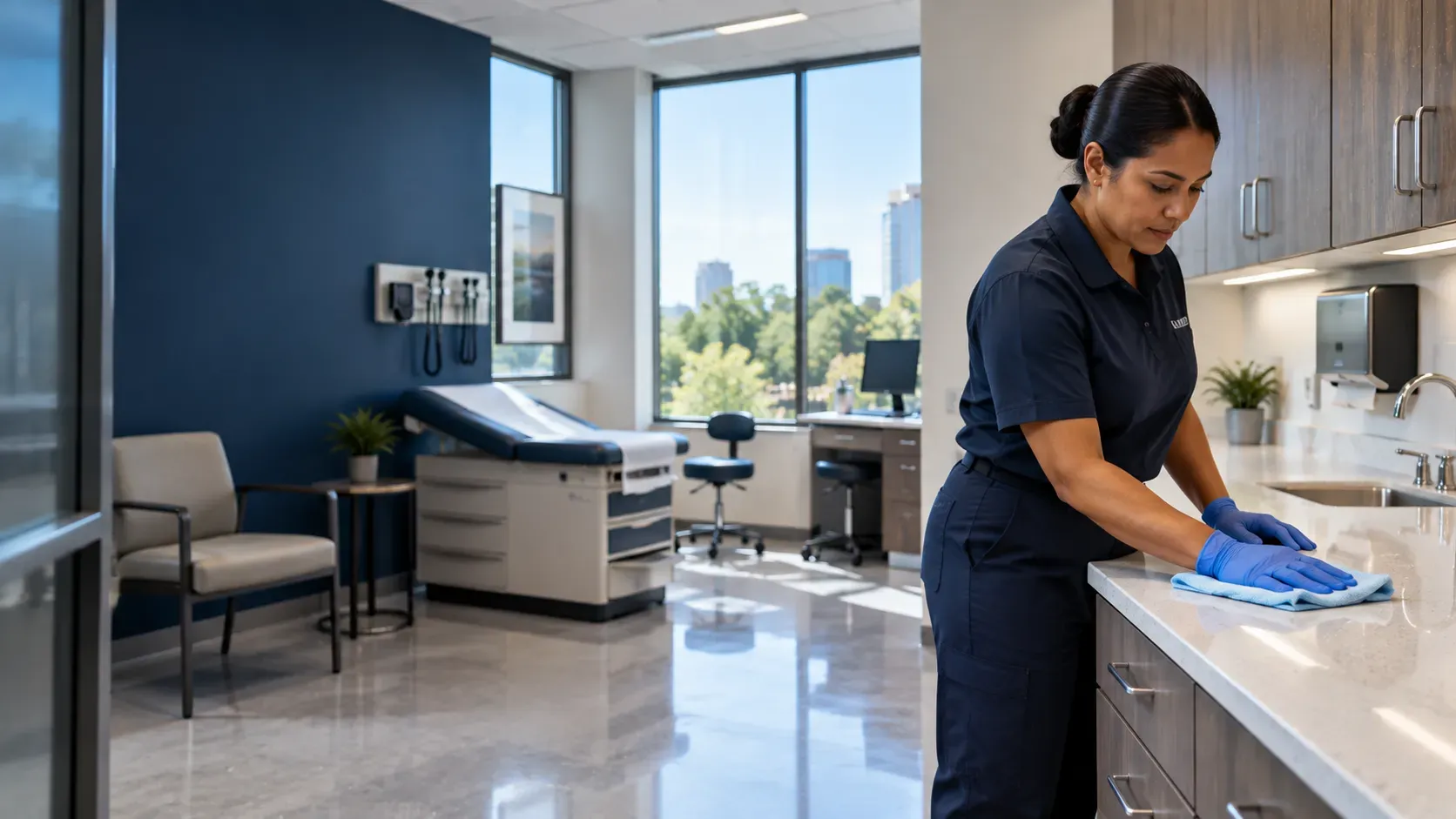 Healthcare environmental cleaning illustration