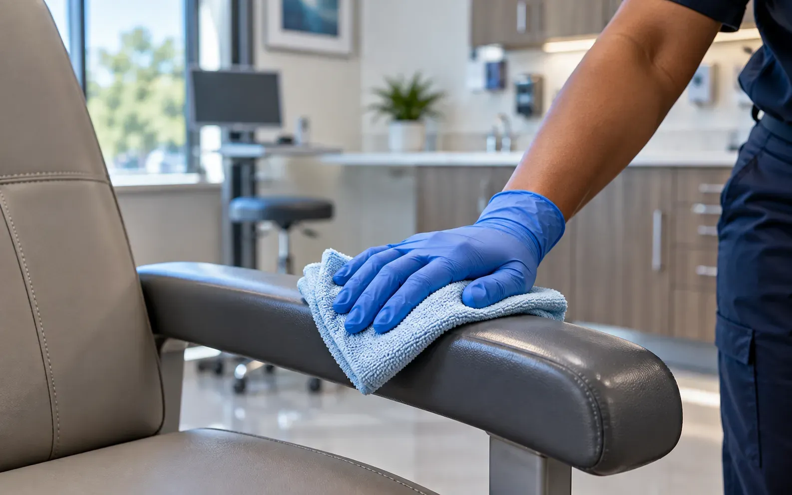Healthcare high-touch surface cleaning illustration
