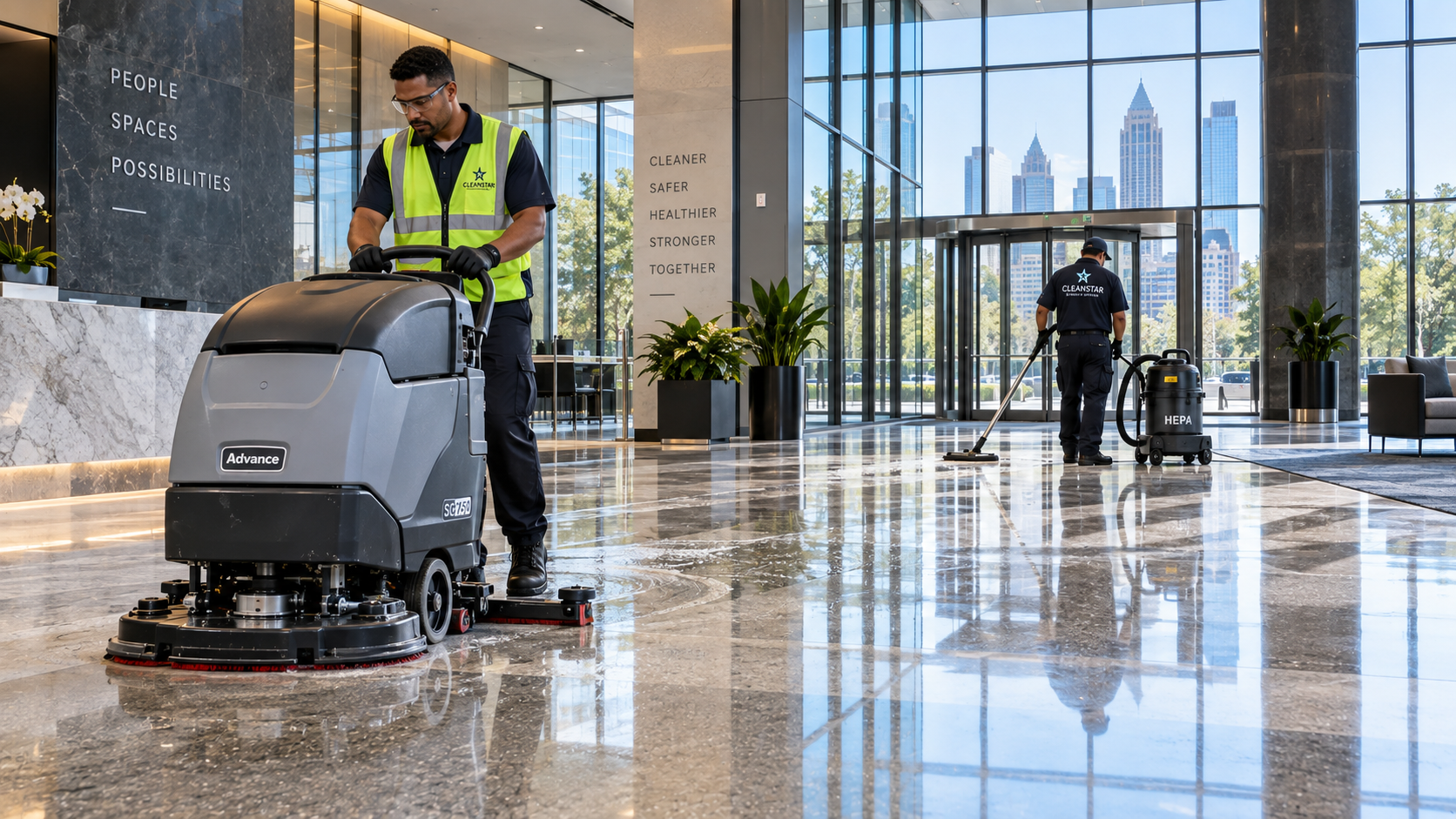 Commercial floor cleaning during construction turnover
