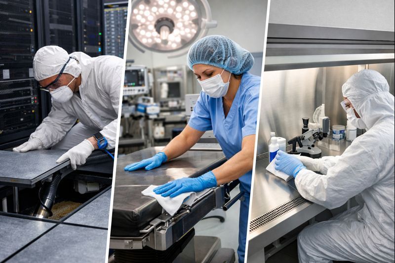 Mission critical cleaning in data centers, healthcare facilities, and controlled cleanroom environments
