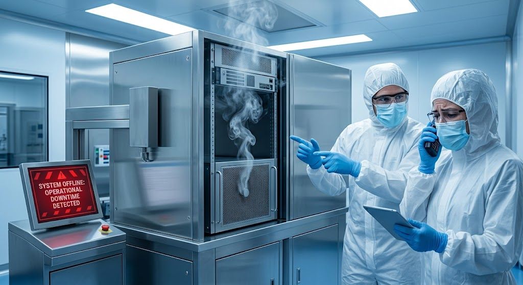 A Cleanstar National critical environment technician meticulously performing an aseptic unidirectional wipe on a sterile surface in an Atlanta cleanroom to ensure compliance.