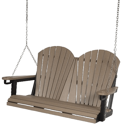 Adirondack single gliders shown in antique mahogany/white