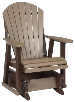 A black rocking bench with two seats on a white background.