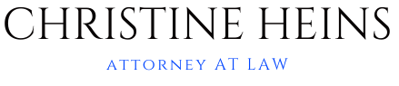Christine Heins attorney-at-law logo in black and blue text