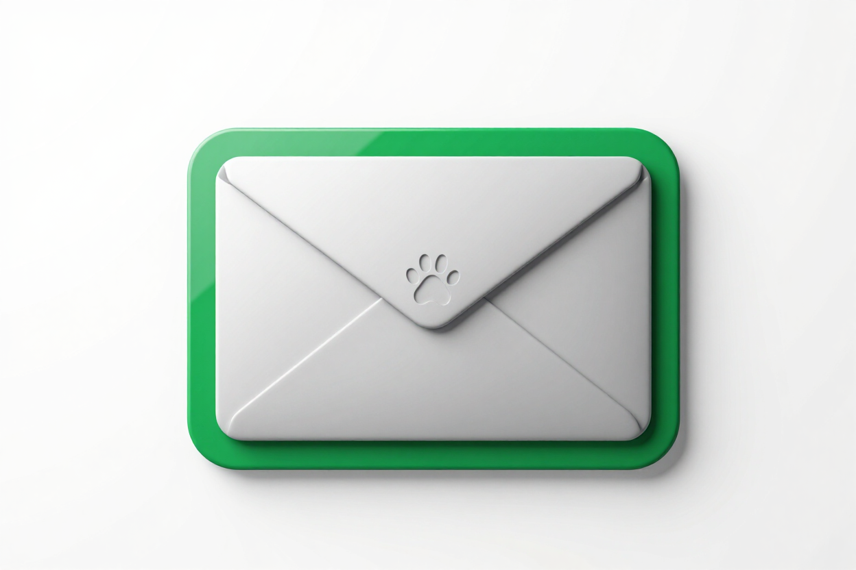 Icono de sobre con contorno verde y un sobre blanco sobre fondo claro.