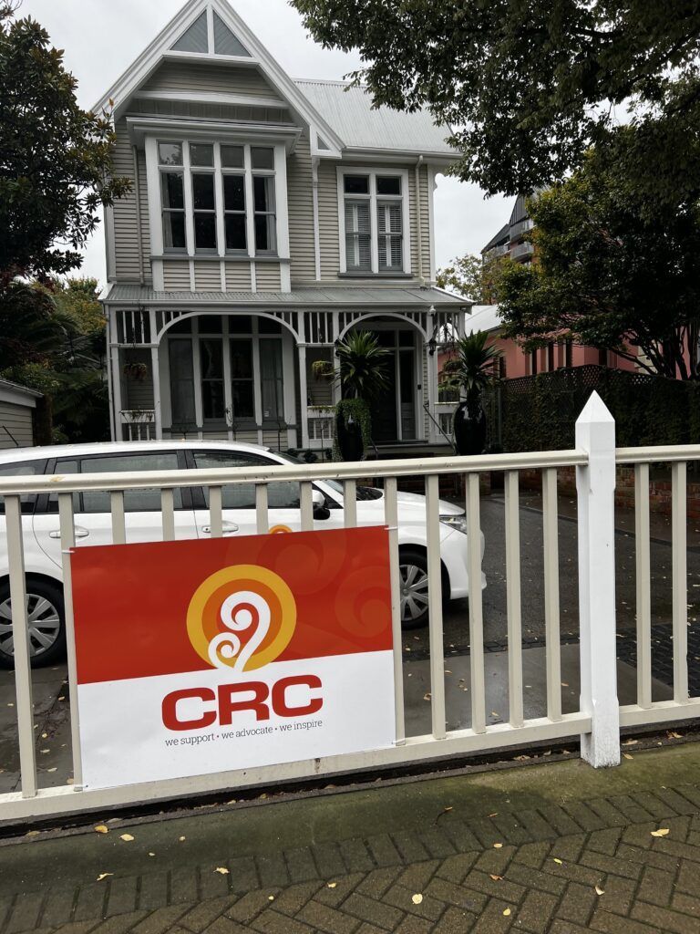 A house with a sign that says crc on it