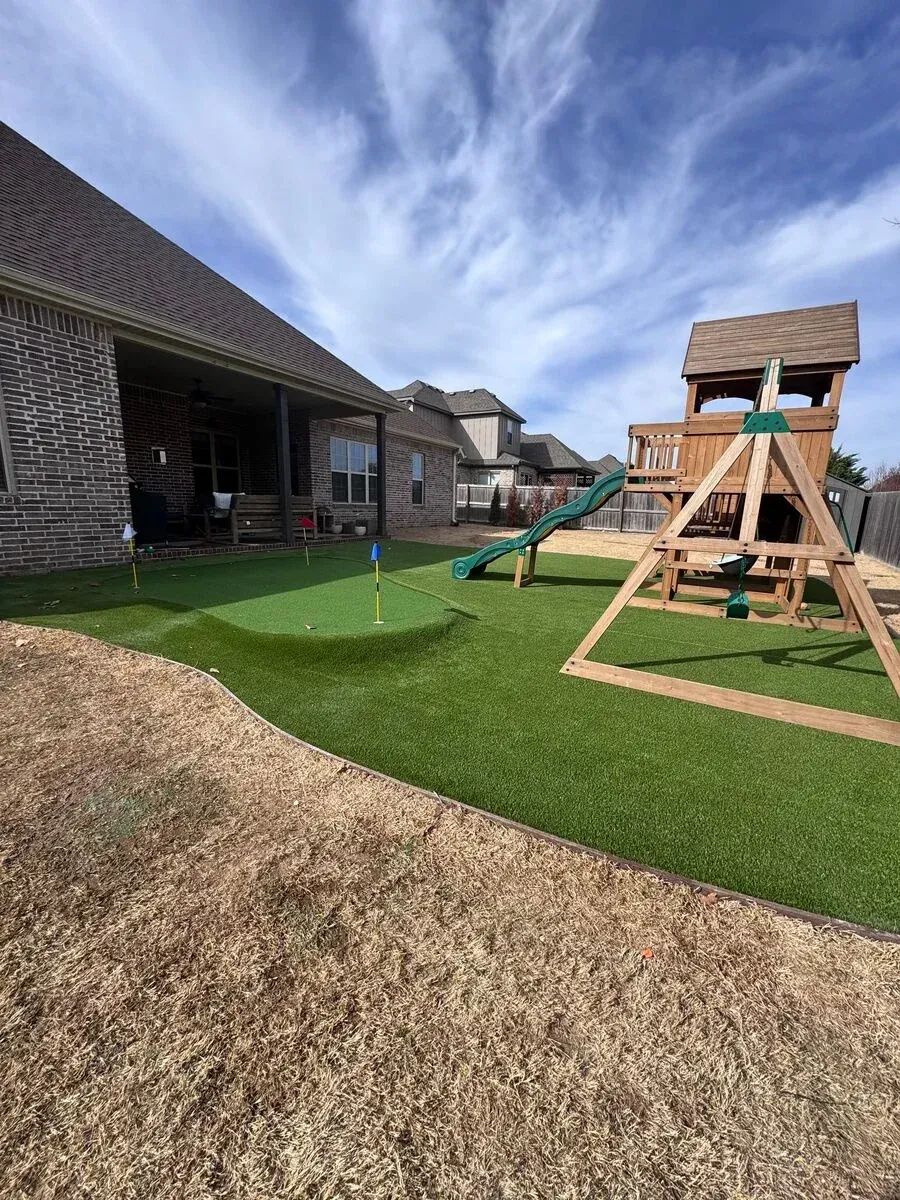 playground artificial grass installation in springdale ar